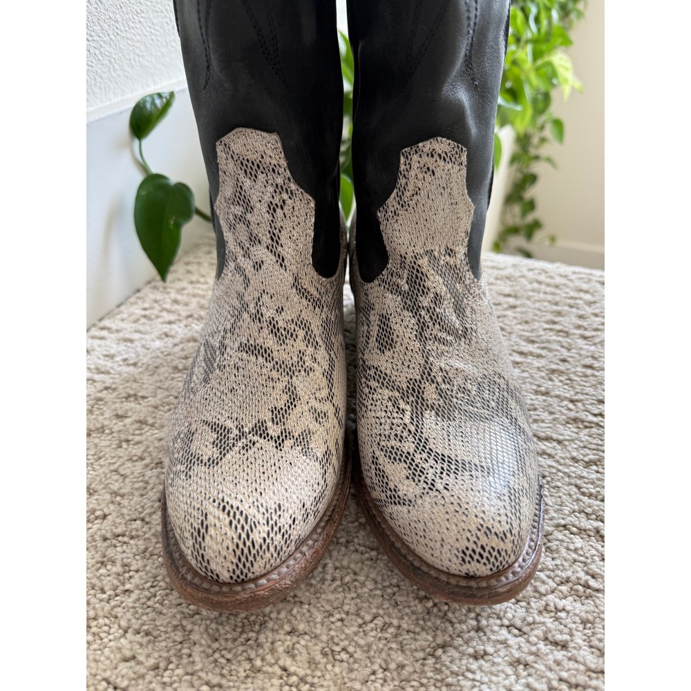 Freebird BY STEVEN WHISPER Tall Western Boots 9 Snakeskin Leather Embroidered - Picture 13 of 16